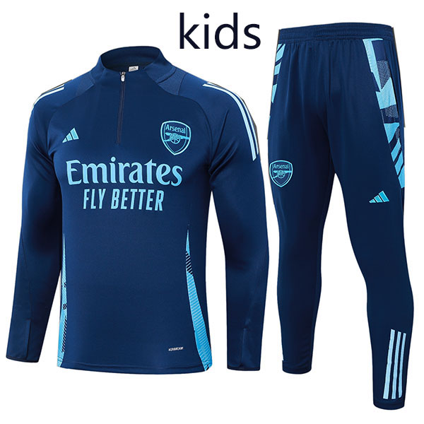 Arsenal tracksuit kids kit soccer pants suit sports set zipper necked all navy cleats youth uniform children football mini training kit 2024-2025