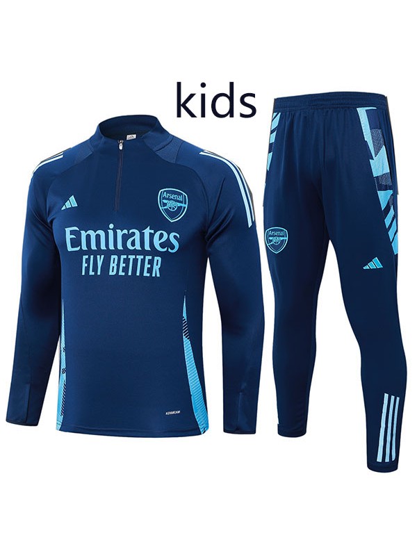 Arsenal tracksuit kids kit soccer pants suit sports set zipper necked all navy cleats youth uniform children football mini training kit 2024-2025