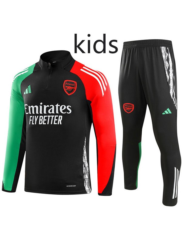 Arsenal tracksuit kids kit soccer pants suit sports set zipper necked cleats youth uniform children football mini black red green training kit 2024-2025