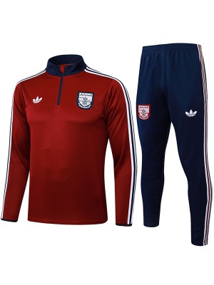 Arsenal survêtement de football ensemble de sport demi-zip col marron uniforme pour hommes vêtements d'entraînement de football 2025-2026