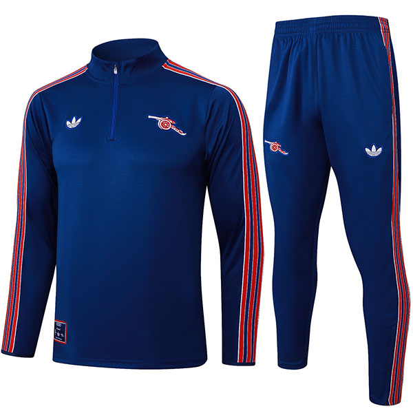 Arsenal survêtement de football pantalon ensemble de sport col à demi-fermeture éclair uniforme bleu sarcelle vêtements pour hommes entraînement de football kit bleu marine 2025-2026