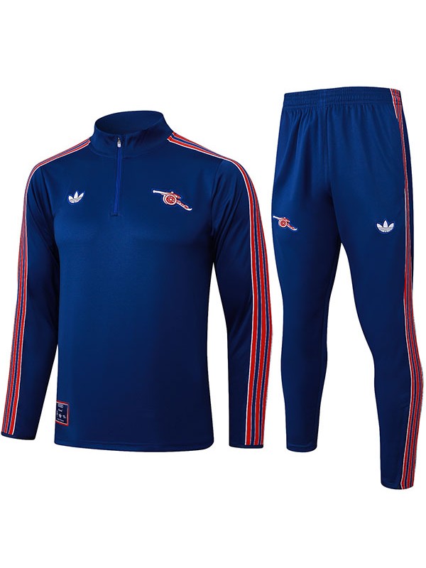 Arsenal survêtement de football pantalon ensemble de sport col à demi-fermeture éclair uniforme bleu sarcelle vêtements pour hommes entraînement de football kit bleu marine 2025-2026