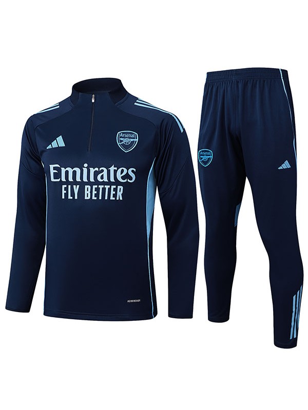 Arsenal survêtement de football ensemble de sport col zippé uniforme bleu marine vêtements pour hommes kit d'entraînement de football 2025-2026