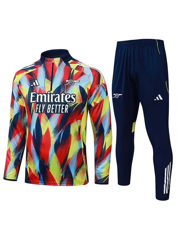 Arsenal survêtement de football ensemble de sport col zippé uniforme rouge et jaune vêtements pour hommes kit d'entraînement de football 2025-2026