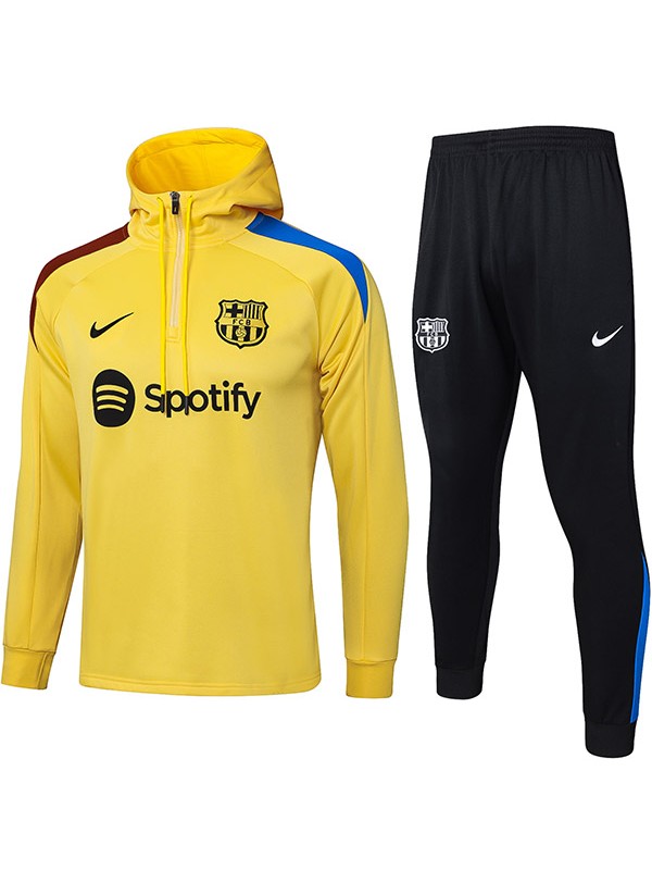 Barcelona veste à capuche de football survêtement de sport doré à demi-fermeture éclair kit d'entraînement pour hommes manteau de football d'extérieur athlétique 2024-2025