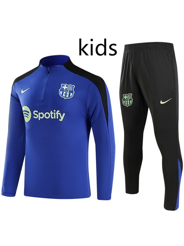 Barcelona tracksuit kids kit soccer pants suit sports set zipper necked cleats youth uniform children football mini blue black gold training kit 2024-2025