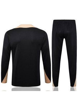 Barcelona tracksuit soccer pants suit sports set black gold half zipper necked uniform men's clothes football training kit 2024-2025