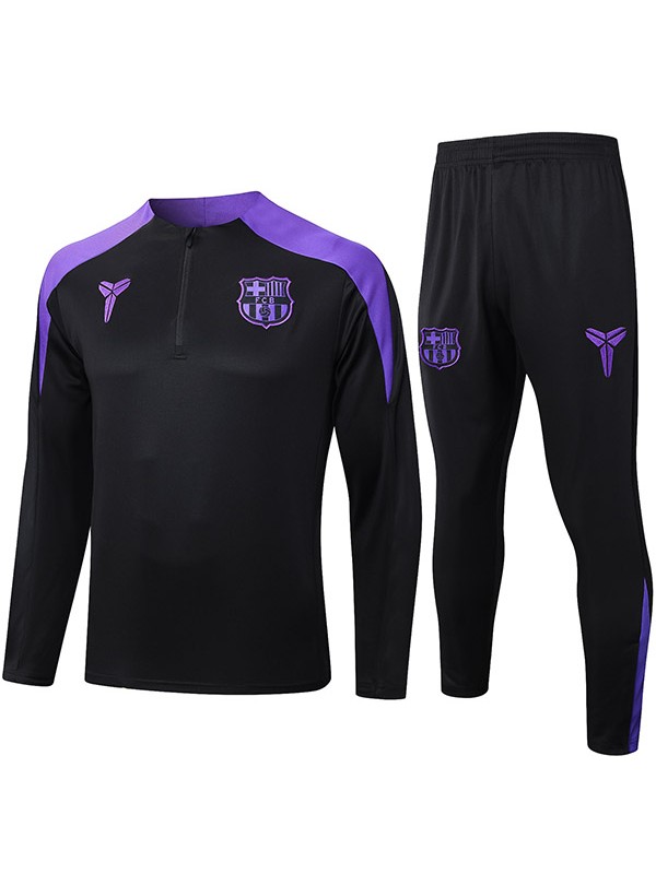 Barcelona survêtement de football avec pantalon et ensemble de sport noir et violet col à demi-zip uniforme pour homme vêtements d'entraînement de football 2025-2026