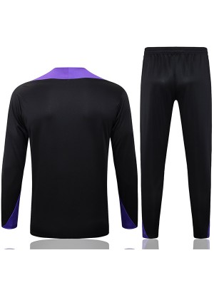 Barcelona survêtement de football avec pantalon et ensemble de sport noir et violet col à demi-zip uniforme pour homme vêtements d'entraînement de football 2025-2026