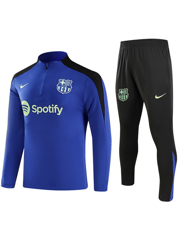 Barcelona survêtement pantalon de football costume ensemble de sport blu noir demi-fermeture éclair col uniforme vêtements pour hommes kit d'entraînement de football 2024-2025