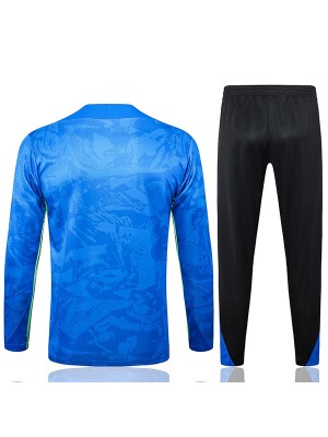 Barcelona survêtement pantalon de football costume ensemble de sports demi-fermeture éclair col bleu uniforme vêtements pour hommes kit d'entraînement de football 2024-2025