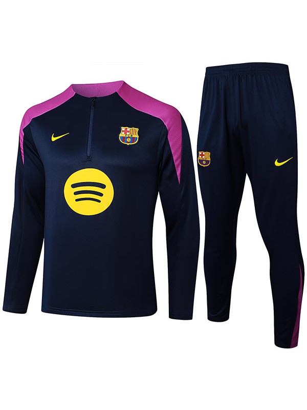 Barcelona survêtement de football pantalon, ensemble de sport bleu marine violet col demi-zip uniforme vêtements pour hommes kit d'entraînement de football 2025-2026
