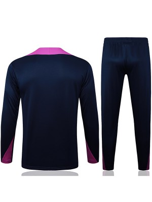 Barcelona survêtement de football pantalon, ensemble de sport bleu marine violet col demi-zip uniforme vêtements pour hommes kit d'entraînement de football 2025-2026