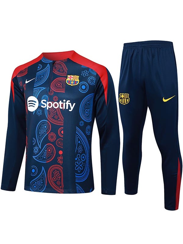 Barcelona survêtement pantalon de football costume ensemble de sport bleu marine rouge demi-fermeture éclair col uniforme vêtements pour hommes kit d'entraînement de football 2024-2025