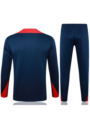 Barcelona survêtement pantalon de football costume ensemble de sport bleu marine rouge demi-fermeture éclair col uniforme vêtements pour hommes kit d'entraînement de football 2024-2025