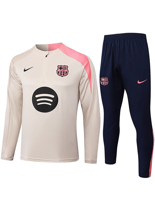 Barcelona survêtement de football ensemble de sport col zippé uniforme beige vêtements pour hommes kit d'entraînement de football 2025-2026