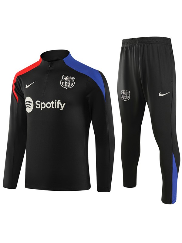 Barcelona tracksuit soccer suit sports set zipper-necked uniform men's black clothes football training kit 2024-2025