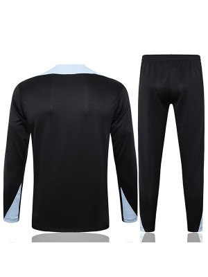 Barcelona tracksuit soccer suit sports set zipper-necked uniform men's black skyblue clothes football training kit 2024-2025