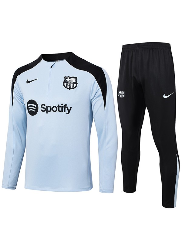 Barcelona tracksuit soccer suit sports set zipper-necked uniform men's clothes football training light blue black kit 2024-2025