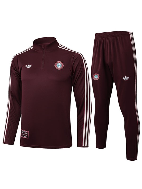 Bayern munich survêtement de football ensemble de sport col zippé uniforme marron vêtements pour hommes kit d'entraînement de football 2025-2026