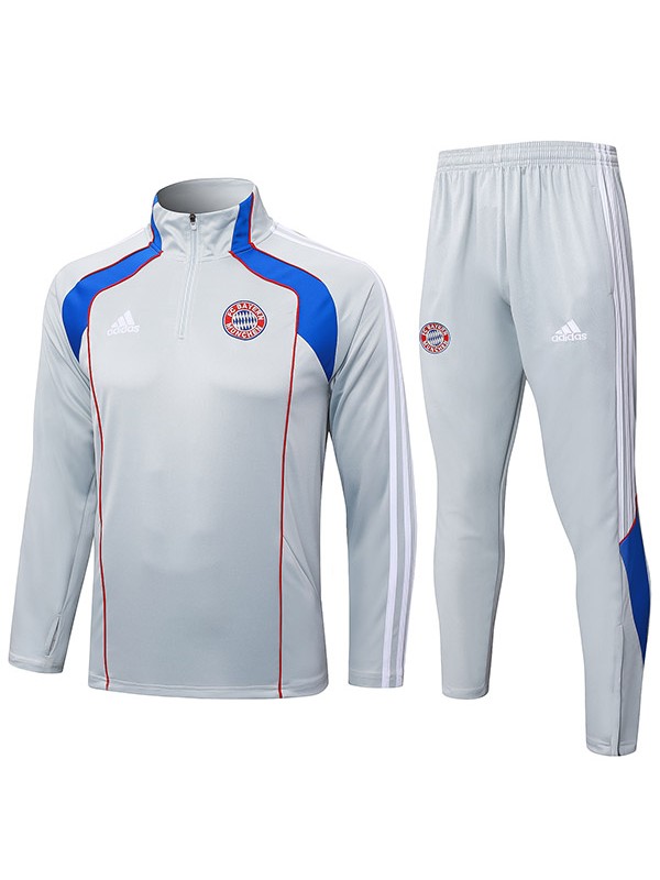 Bayern Munich survêtement de football  ensemble de sport col zippé uniforme vêtements pour hommes entraînement de football kit gris 2025-2026