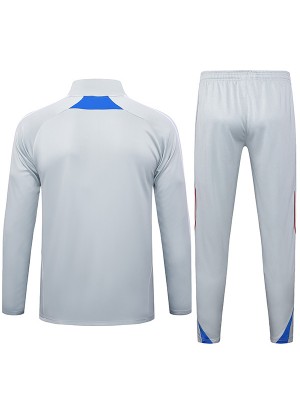 Bayern Munich survêtement de football  ensemble de sport col zippé uniforme vêtements pour hommes entraînement de football kit gris 2025-2026