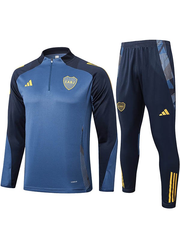 Boca Juniors survêtement de football ensemble de sport col zippé uniforme bleu marine foncé vêtements pour hommes kit d'entraînement de football 2024-2025
