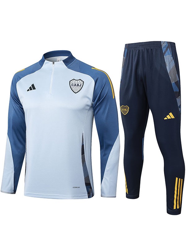 Boca Juniors survêtement de football ensemble de sport col zippé gris marine uniforme vêtements pour hommes kit d'entraînement de football 2024-2025