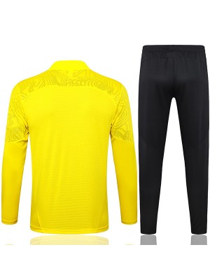 Borussia Dortmund survêtement pantalon de football costume ensemble de sport jaune demi-zip col uniforme hommes vêtements noirs kit d'entraînement de football 2024-2025