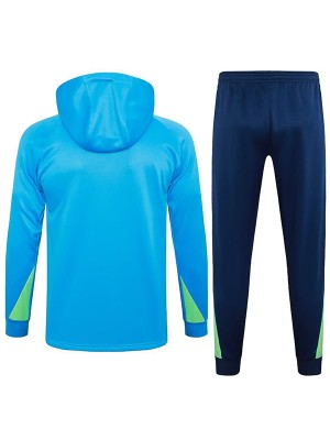 Brazil veste à capuche survêtement de football sportswear demi-fermeture éclair Kit d'entraînement bleu pour hommes uniforme athlétique extérieur manteau de football 2024-2025