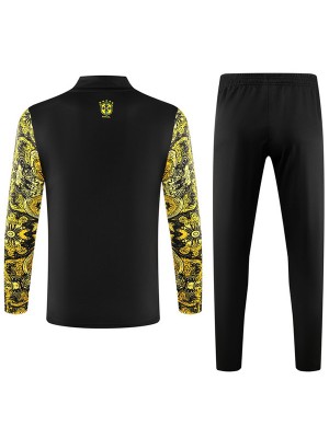 Brazil tracksuit soccer suit sports set zipper-necked special gold uniform men's clothes football training kit 2024-2025