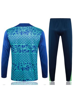 Brazil tracksuit soccer suit sports set zipper-necked uniform men's clothes football training dark blue kit 2024-2025