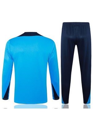 Chelsea survêtement de football pantalon ensemble de sport demi-fermeture éclair uniforme à col vêtements bleus pour hommes kit d'entraînement de football 2024 – 2025