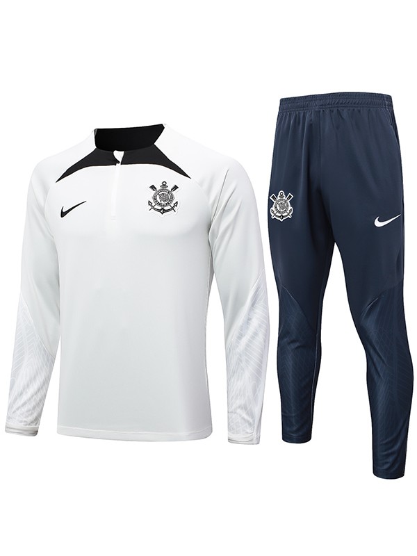 Corinthians tracksuit soccer suit sports set zipper-necked uniform men's clothes football training light gray navy kit 2024-2025