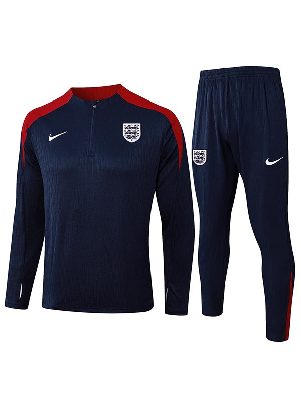 England tracksuit soccer suit sports set zipper-necked uniform men's all navy clothes football training kit 2024-2025