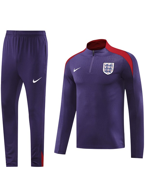 England tracksuit soccer suit sports set zipper-necked uniform men's clothes football training purple kit 2024-2025