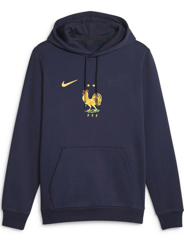 France veste à capuche football vêtements de sport survêtement hommes formation indigo kit extérieur football manteau 2025-2026