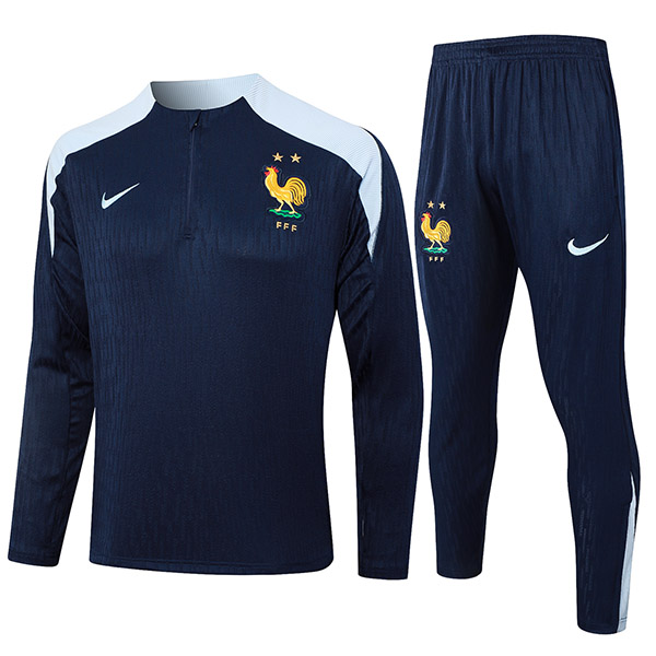 France tracksuit soccer suit sports set zipper-necked uniform men's clothes football training navy kit 2024-2025