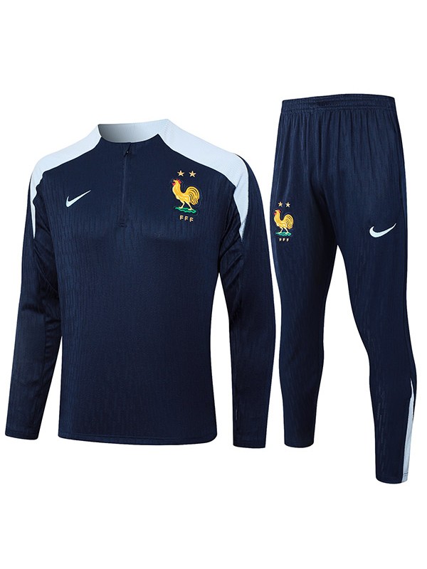 France tracksuit soccer suit sports set zipper-necked uniform men's clothes football training navy kit 2024-2025