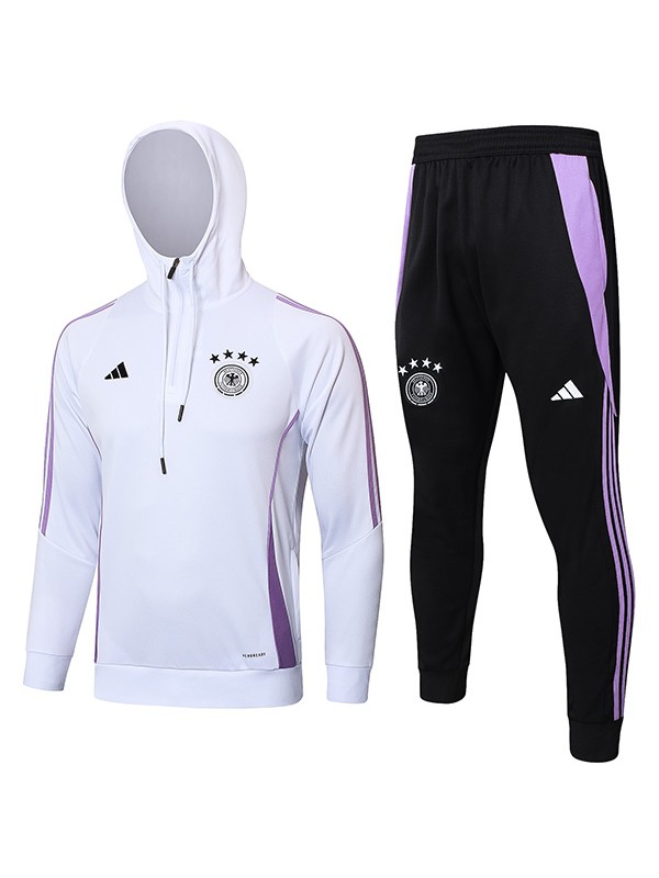 Germany hoodie jacket football sportswear tracksuit zipper-neck men's training kit outdoor soccer white black coat 2024-2025