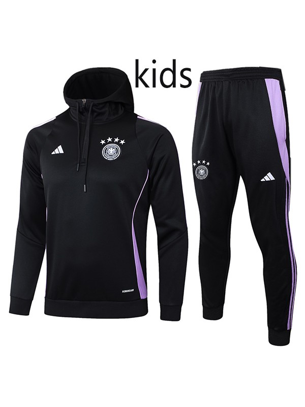 Germany hoodie jacket kids football sportswear mini tracksuit zipper-necked youth's training kit children outdoor soccer all black coat 2024-2025