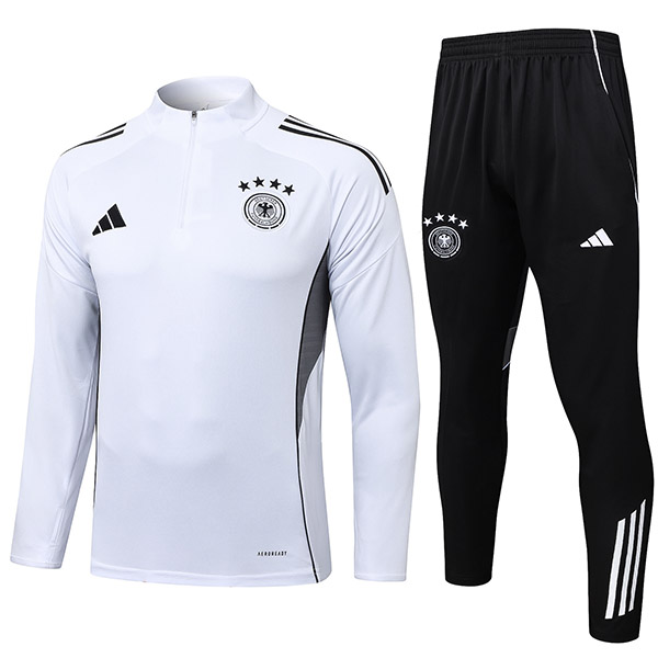 Germany survêtement de football pantalon costume ensemble de sport uniforme à col demi-fermeture éclair tenue d'entraînement de football tenue blanche homme 2025-2026