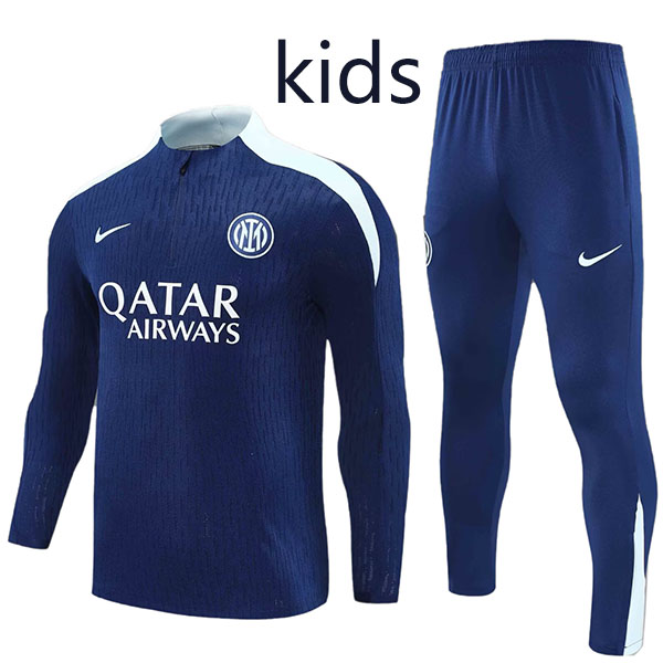 Inter milan ensemble survêtement enfant indigo uniforme junior mini-kit d'entraînement 2025-2026