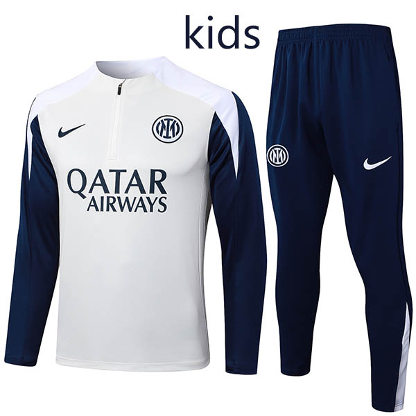 Inter milan ensemble survêtement enfant uniforme blanc junior mini kit d'entraînement 2025-2026
