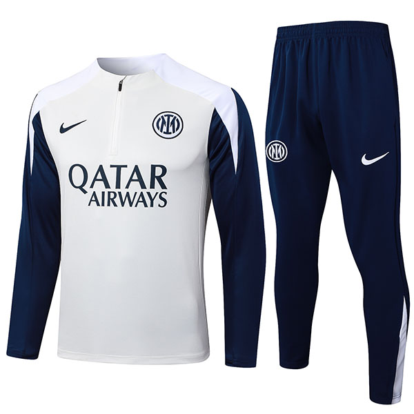 Inter Milan survêtement de football ensemble de sport demi-zip col blanc bleu marine uniforme vêtements pour hommes, kit d'entraînement de football 2025-2026