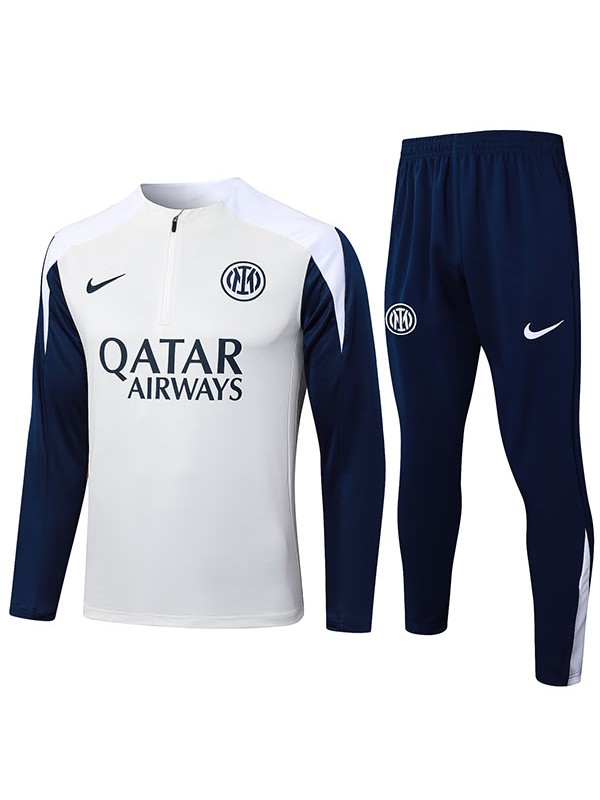 Inter Milan survêtement de football ensemble de sport demi-zip col blanc bleu marine uniforme vêtements pour hommes, kit d'entraînement de football 2025-2026