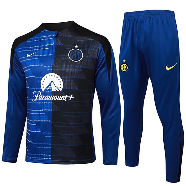 Inter milan survêtement de football ensemble de sport col zippé uniforme bleu marine vêtements pour hommes kit d'entraînement de football 2024-2025