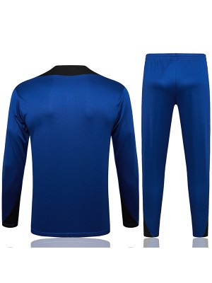 Inter milan survêtement de football ensemble de sport col zippé uniforme bleu marine vêtements pour hommes kit d'entraînement de football 2024-2025