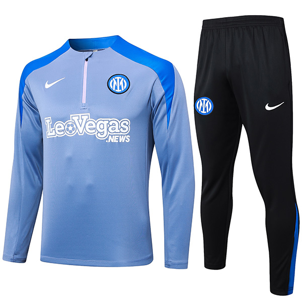 Inter milan tracksuit soccer suit sports set zipper-necked uniform men's clothes football training blue black kit 2024-2025