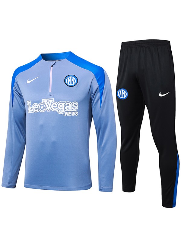 Inter milan tracksuit soccer suit sports set zipper-necked uniform men's clothes football training blue black kit 2024-2025